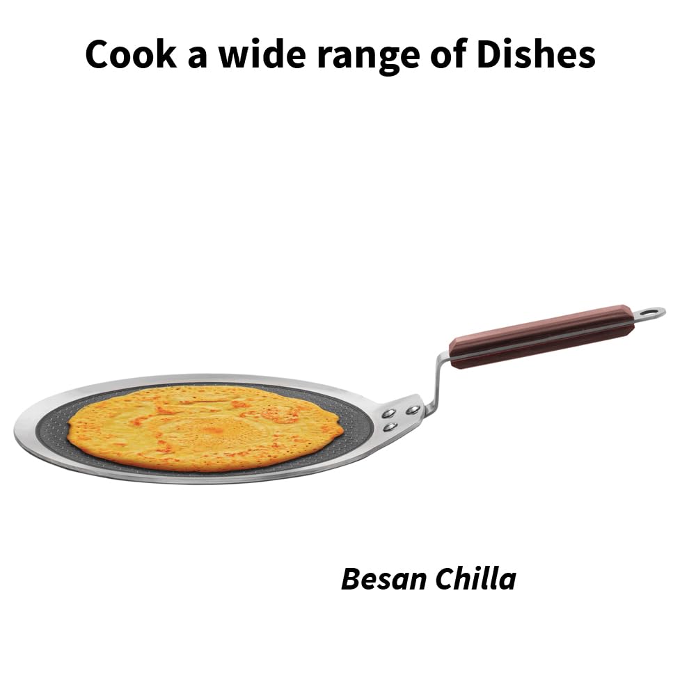 Hawkins Tri-Ply Stainless Steel Dosa Tava, 28 cm (NSDT28) | Shielded Nonstick & Induction Base