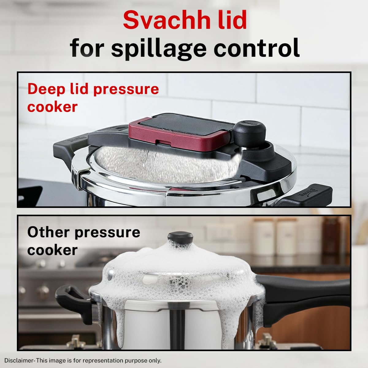 Prestige Flip-On Tri-Ply Stainless Steel Pressure Cooker, 3 Litre | India's First Spillage Control Cooker with Glass Lid