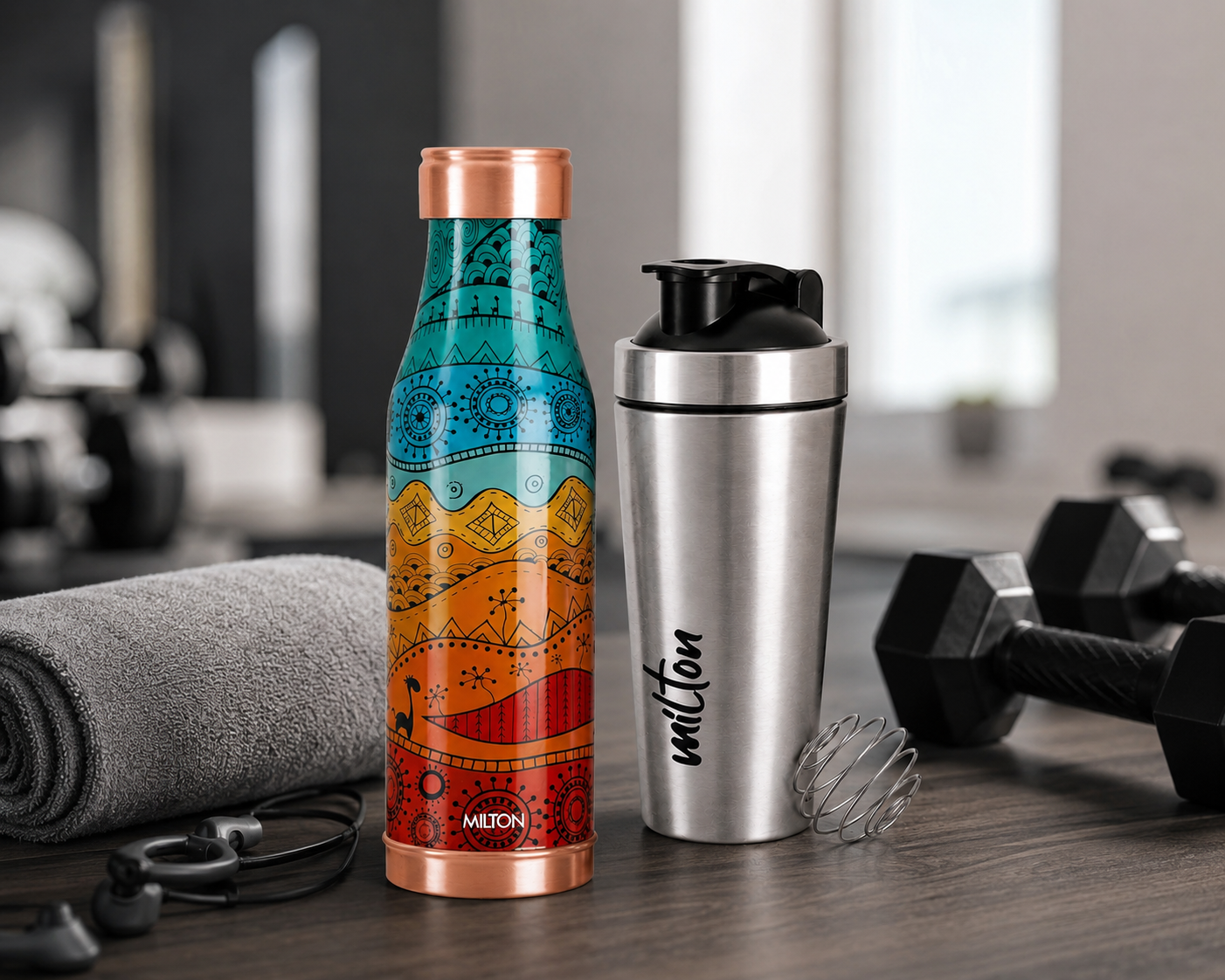Milton Wellness & Fitness Combo Set | Copper Charge 1000 & Pro Mix Shake 750