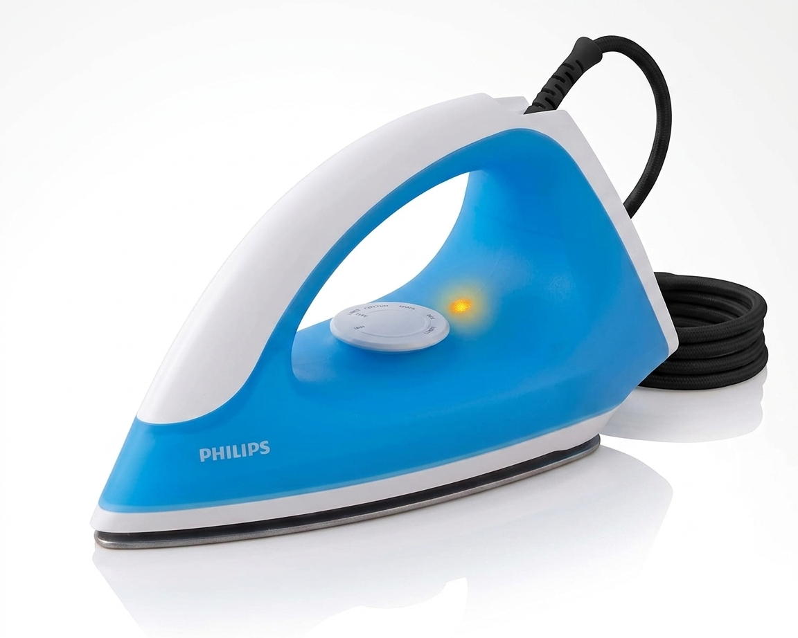 Philips Classic Dry Iron GC090/20 (750 Watt, Blue) - Lightweight with Non-Stick Linished Soleplate