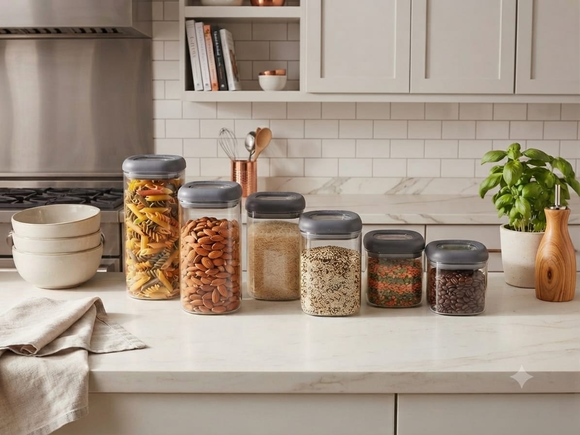Premium Twist & Lock Airtight Storage Container Set - Pack of 6 (2x800ml, 2x1200ml, 2x1500ml) | Unbreakable & BPA-Free
