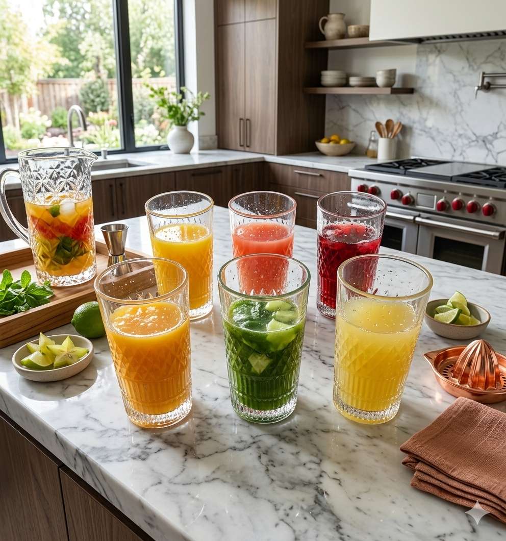 Noble 275ml Crystal-Cut Glass Tumblers – Set of 6 Elegant Drinking Glasses for Juice, Water, & Cocktails 10081832