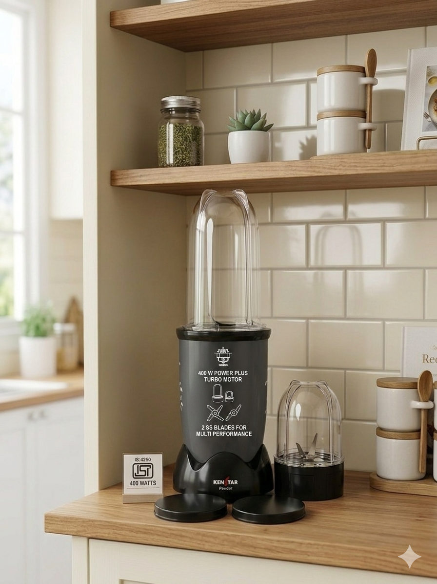 Kenstar Bystro 400W Nutri Blender | 2 Jars for Blending & Grinding (Black)