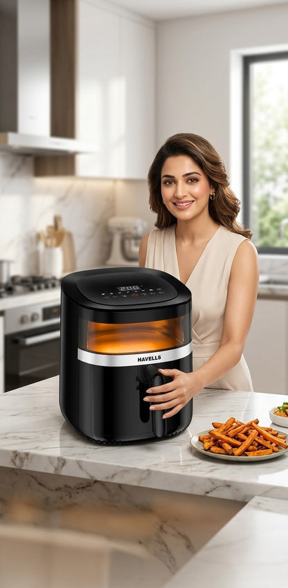 Havells Stellar Chef Digital Air Fryer | 5.5 Ltr Capacity & See-Through Window (1500W)