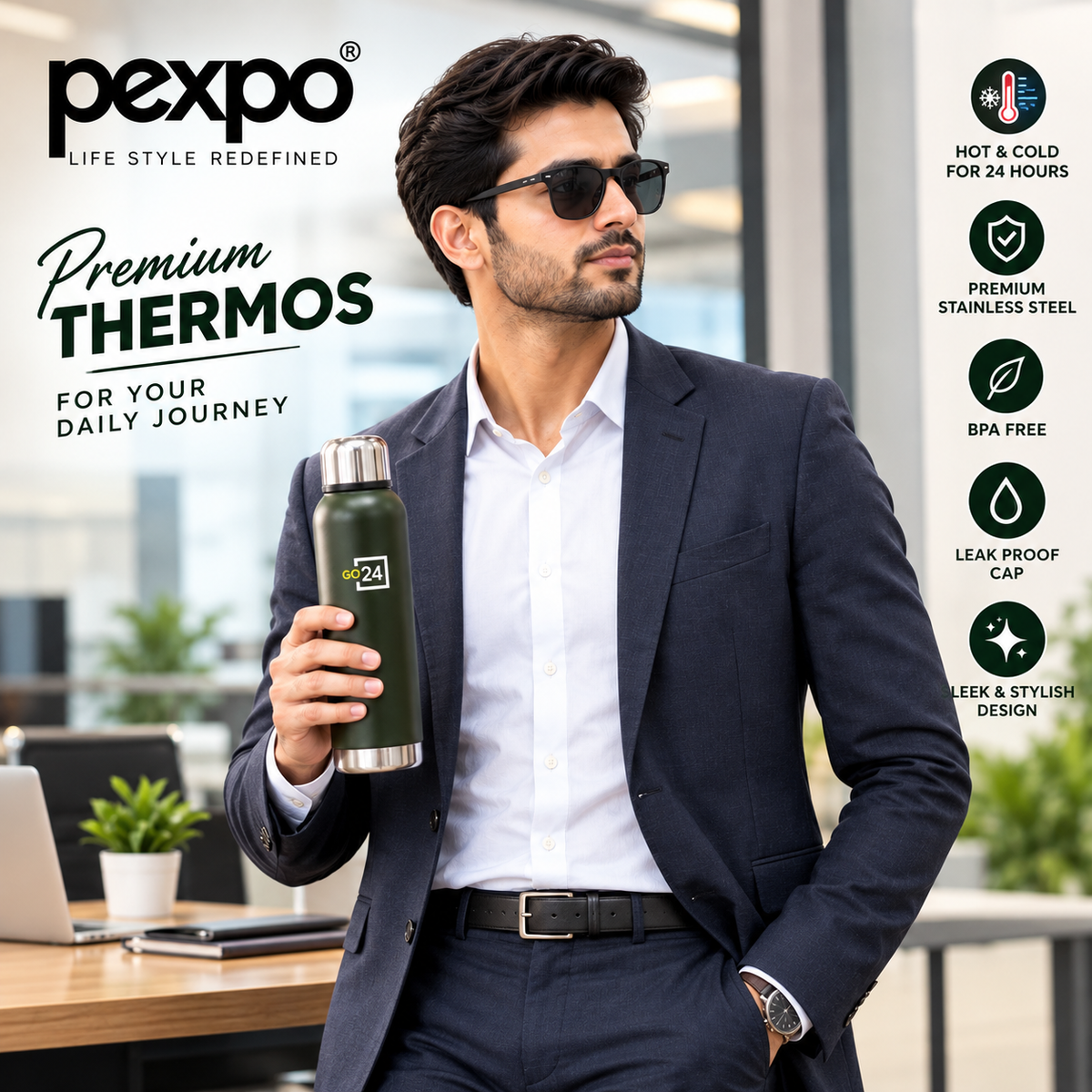 Pexpo Extreme Stainless Steel Vacuum Flask - 1000 ml