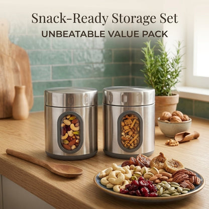 Pexpo Fresh Mate 750ml Stainless Steel Lunch Box (Pack of 2) | Leak-Proof Food Storage Containers