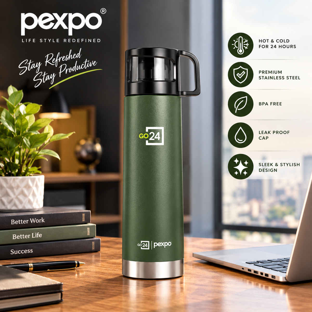 Pexpo Ferrero 1000 ml Stainless Steel Vacuum Flask