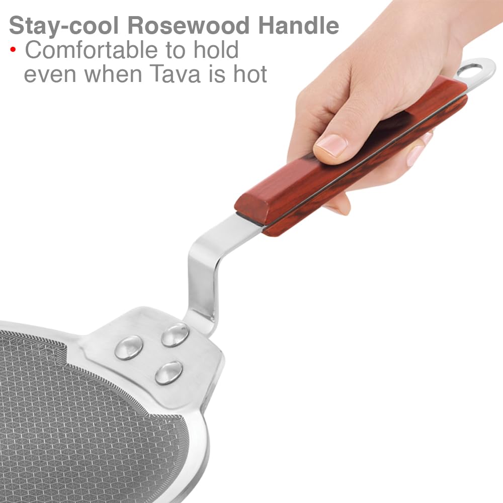 Hawkins Tri-Ply Stainless Steel Dosa Tava, 30 cm (NSDT30) | Shielded Nonstick & Induction Base