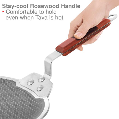 Hawkins Tri-Ply Stainless Steel Dosa Tava, 30 cm (NSDT30) | Shielded Nonstick & Induction Base