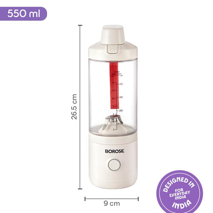 Borosil 75W NutriMate Portable Blender | 550ml | DC Motor | Smoothie Maker, Protein Shakes, Juices | Compact & Travel Friendly | 1 Year Warranty