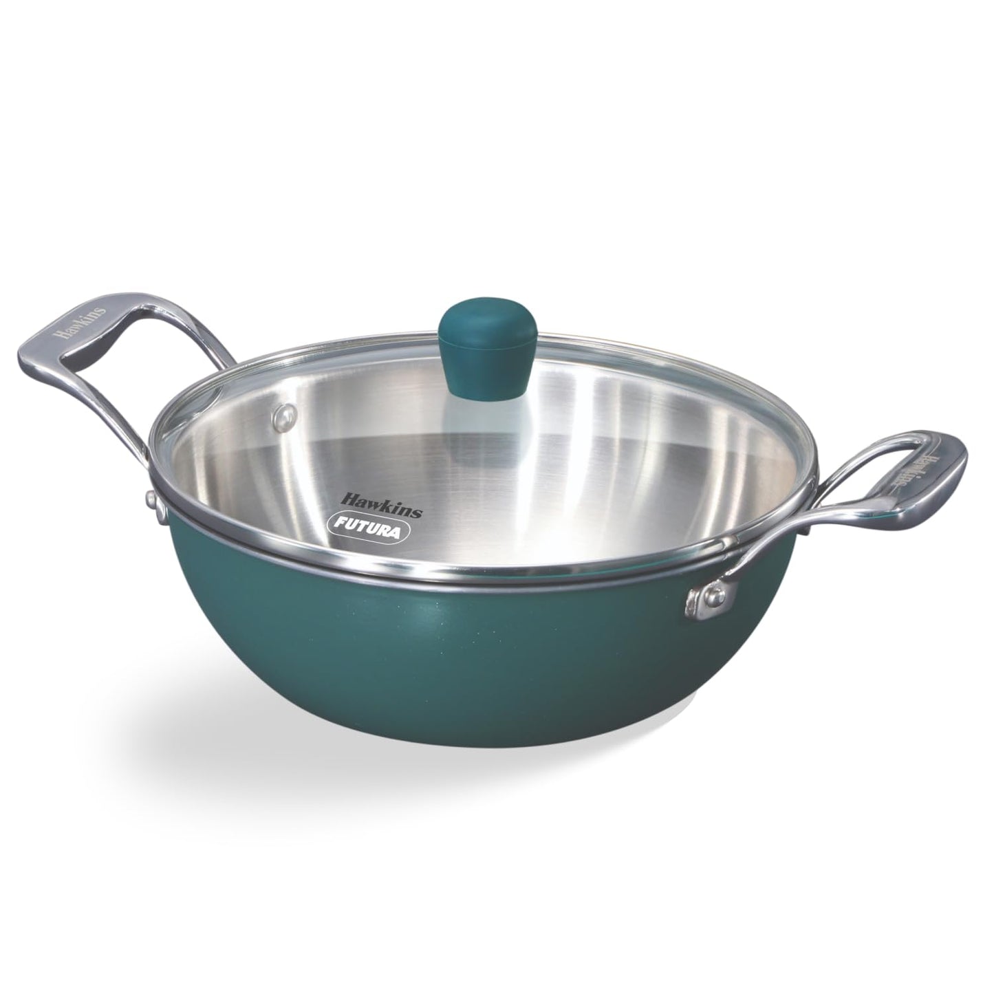 Hawkins Olive Pro Triply Stainless Steel Kadhai with Glass Lid, 2.5 Litre (POSK25G) | Induction Compatible Deep Fry Pan