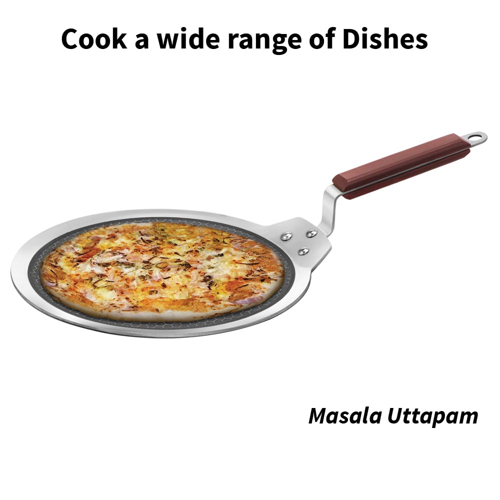 Hawkins Tri-Ply Stainless Steel Dosa Tava, 28 cm (NSDT28) | Shielded Nonstick & Induction Base