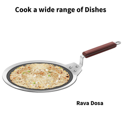Hawkins Tri-Ply Stainless Steel Dosa Tava, 28 cm (NSDT28) | Shielded Nonstick & Induction Base