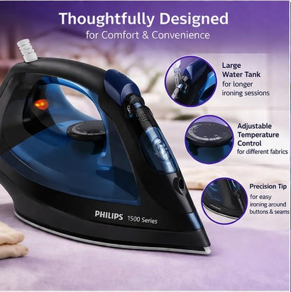 Philips EasySpeed Steam Iron DST1520/20 (1400W, Blue) - Fast Heating & Non-Stick Soleplate