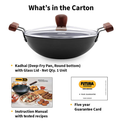 Hawkins Futura 2.5 Litre Hard Anodised Deep Fry Pan Kadhai | APFK25G All-Purpose Kadai