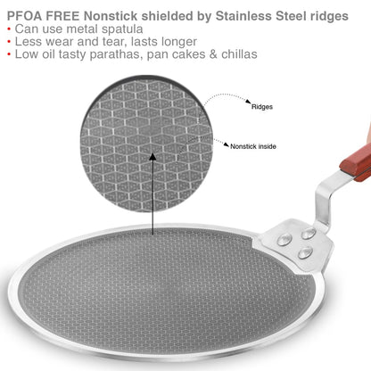 Hawkins Tri-Ply Stainless Steel Dosa Tava, 30 cm (NSDT30) | Shielded Nonstick & Induction Base