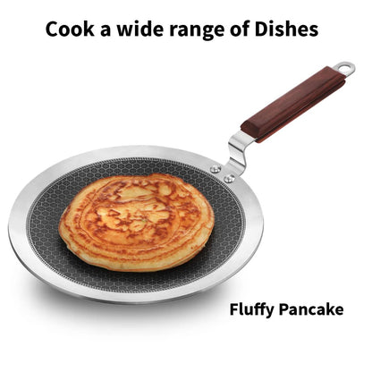 Hawkins Tri-Ply Stainless Steel Paratha Tava with Shielded Nonstick, 26 cm (NSPT26)