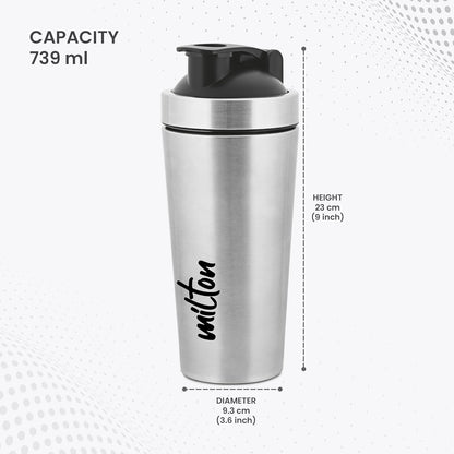 Milton 739ml Stainless Steel Protein Shaker with Mixer Ball