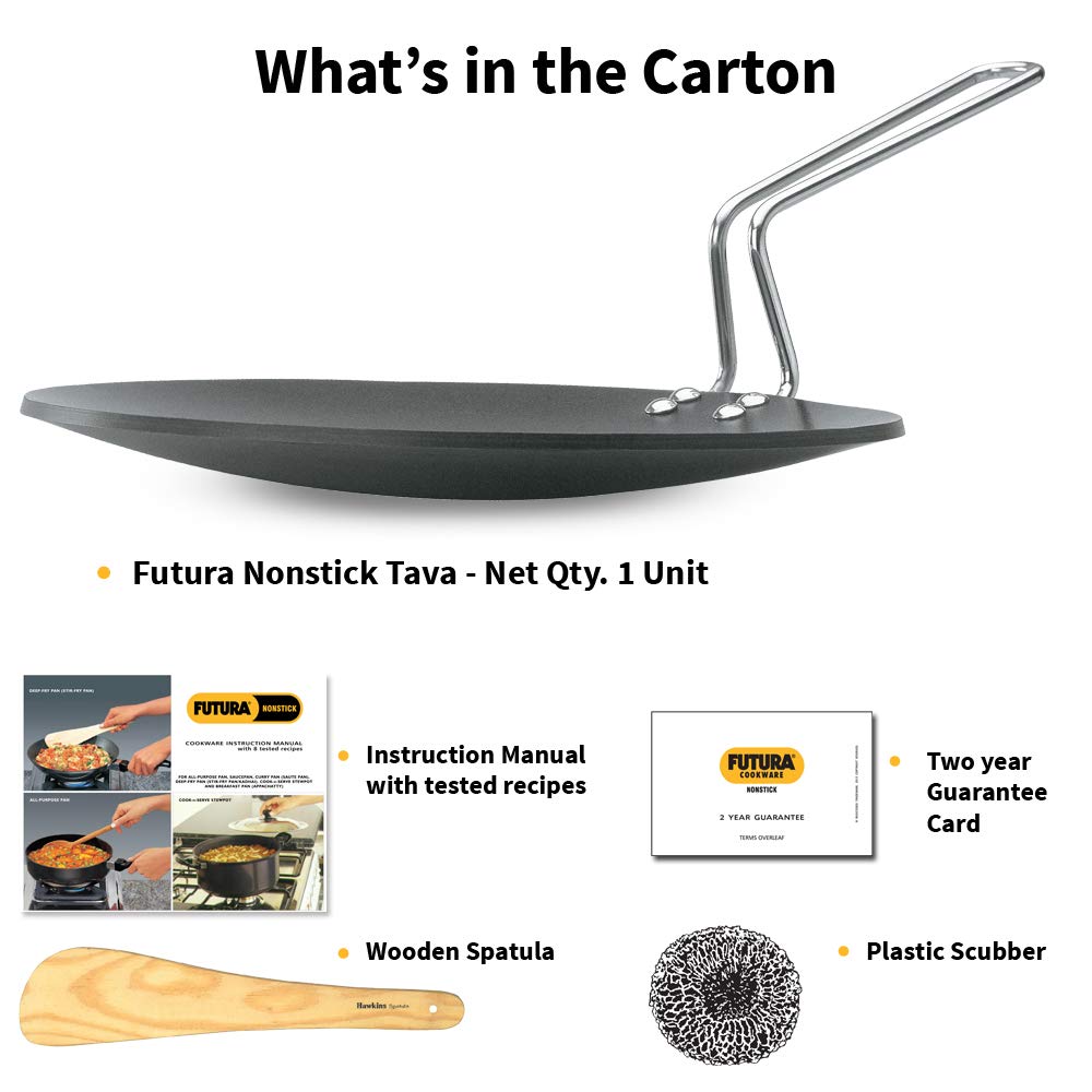 Hawkins Futura Nonstick Tava (Griddle) 26 cm (4.06 mm Thick) – Stay-Cool Stainless Steel Handle (NT26)