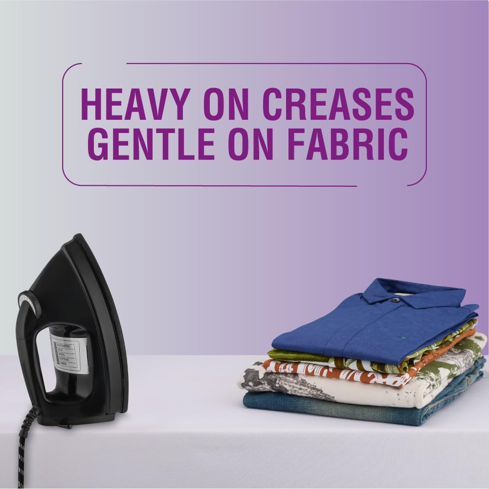 Usha EI 3710 Primora Heavy Weight Dry Iron (1100 Watt / 2.0 kg) with Non-Stick Soleplate
