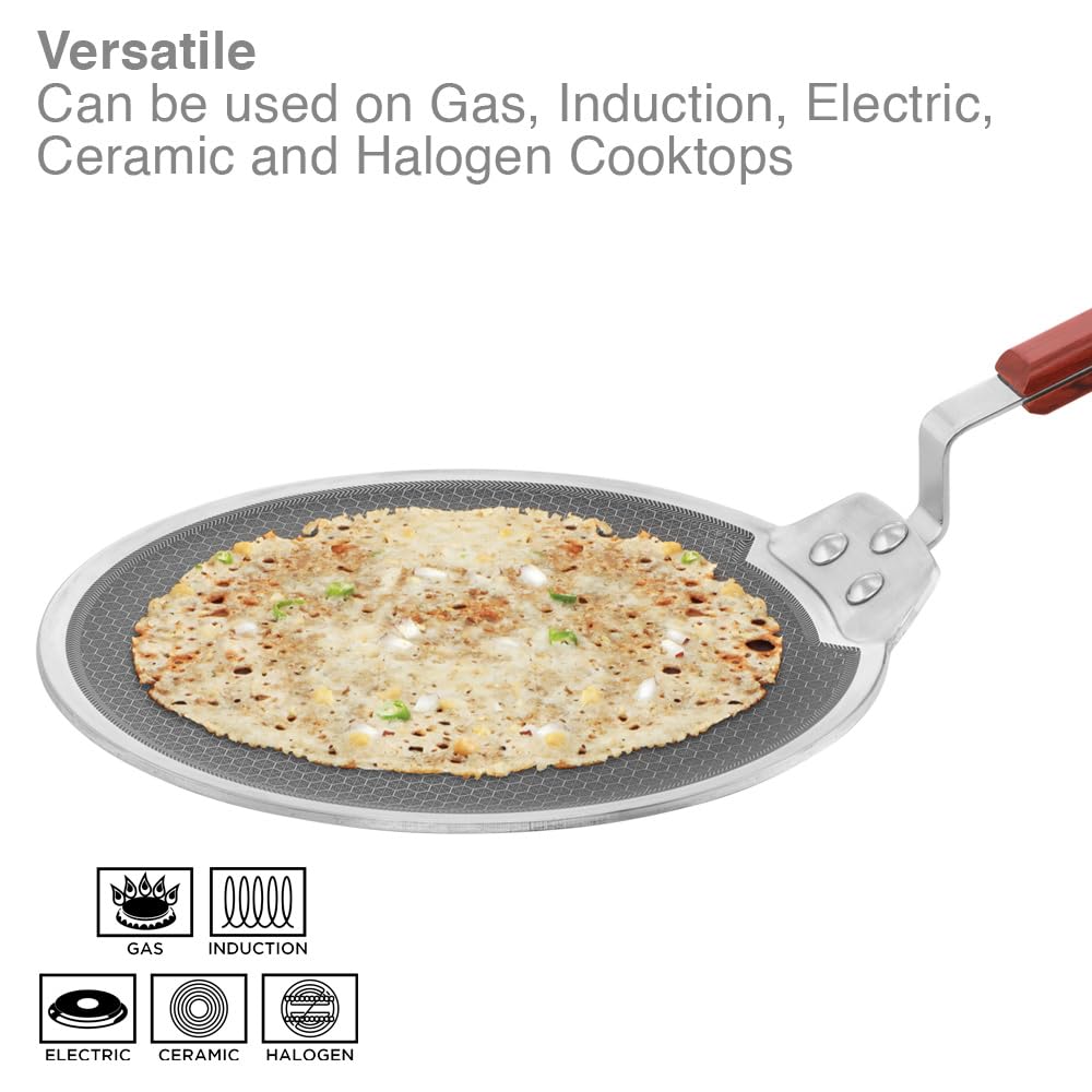 Hawkins Tri-Ply Stainless Steel Dosa Tava, 30 cm (NSDT30) | Shielded Nonstick & Induction Base