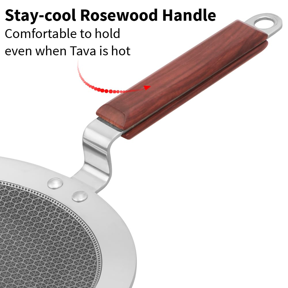 Hawkins Tri-Ply Stainless Steel Paratha Tava, 24 cm (NSPT24) | Shielded Nonstick & Induction Base