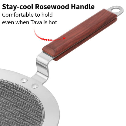 Hawkins Tri-Ply Stainless Steel Paratha Tava, 24 cm (NSPT24) | Shielded Nonstick & Induction Base