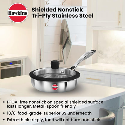 Hawkins Futura 18 cm Non-Stick Frying Pan with Glass Lid | PSNF18G