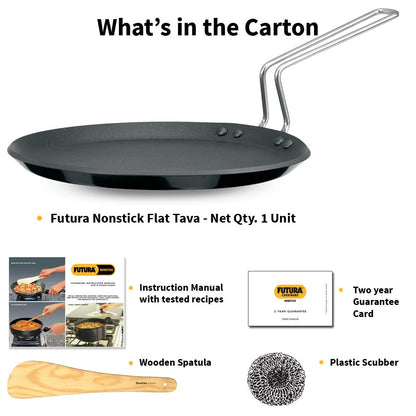Hawkins Futura Nonstick Flat Tava 26 cm (4.88 mm Thick) – Stay-Cool Stainless Steel Handle (NFT26)