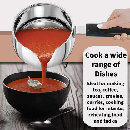 Hawkins Stainless Steel Tea Pan with Glass Lid, 1 Litre (SST10G) | Induction Compatible Saucepan / Chai Pan