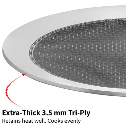 Hawkins Tri-Ply Stainless Steel Paratha Tava, 24 cm (NSPT24) | Shielded Nonstick & Induction Base