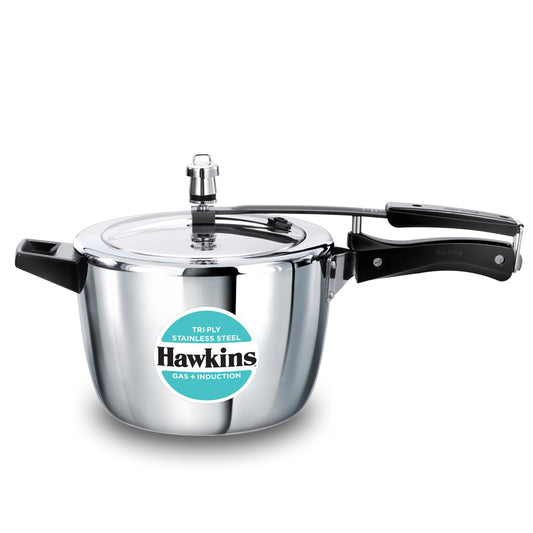 Hawkins Tri-Ply Stainless Steel Pressure Cooker (4.5 Litre, HSST45) – Gas & Induction Compatible