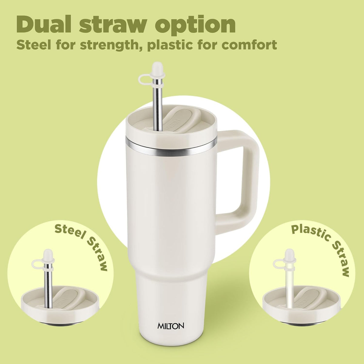 Milton 1100ml Insulated Tumbler with Handle & Dual Straws