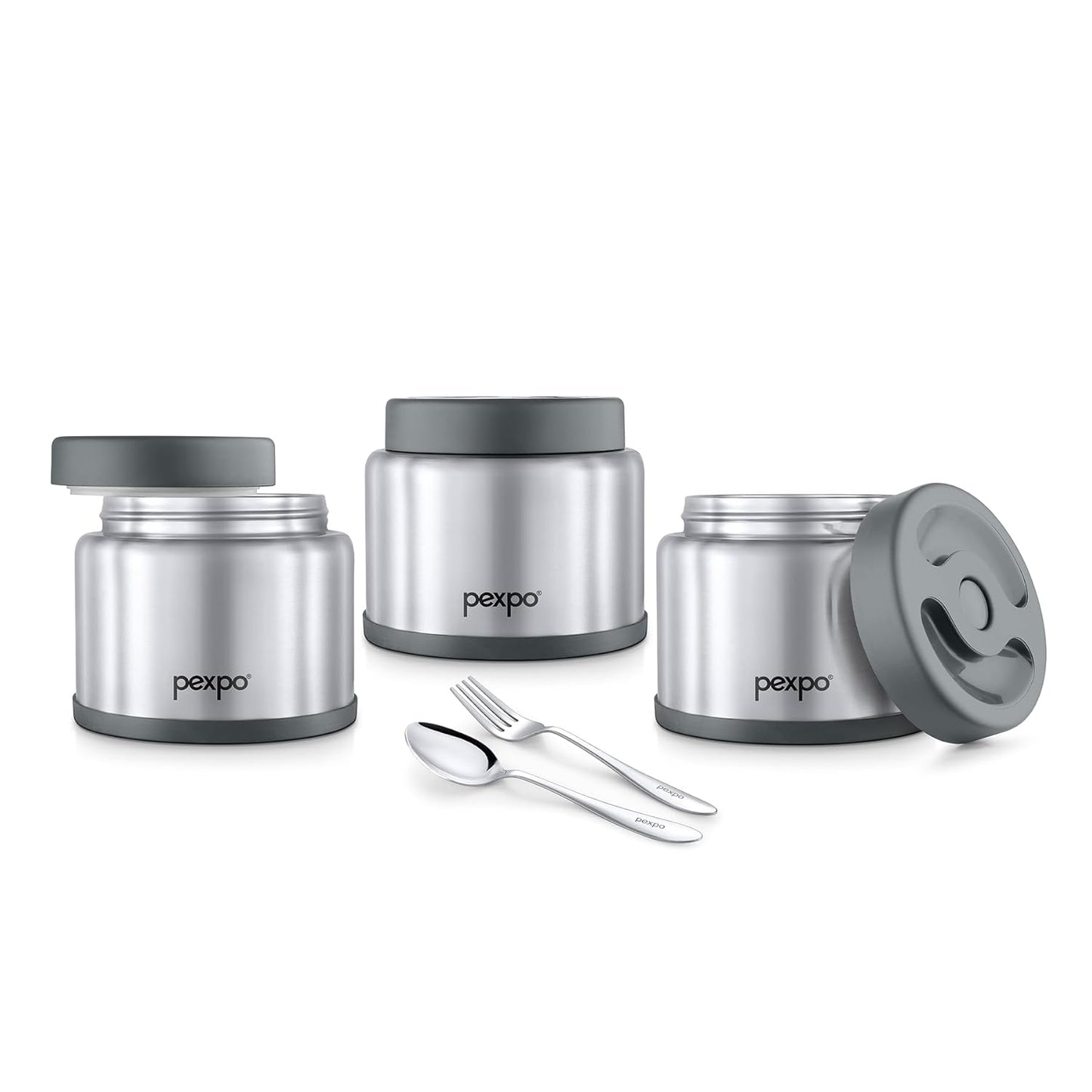 Pexpo Extreme Vacuum Insulated Stainless Steel Lunch Box with 2-Layer Insulated Bag | 3 Containers