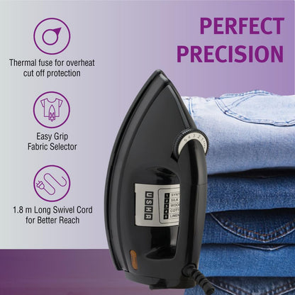 Usha EI 3710 Primora Heavy Weight Dry Iron (1100 Watt / 2.0 kg) with Non-Stick Soleplate
