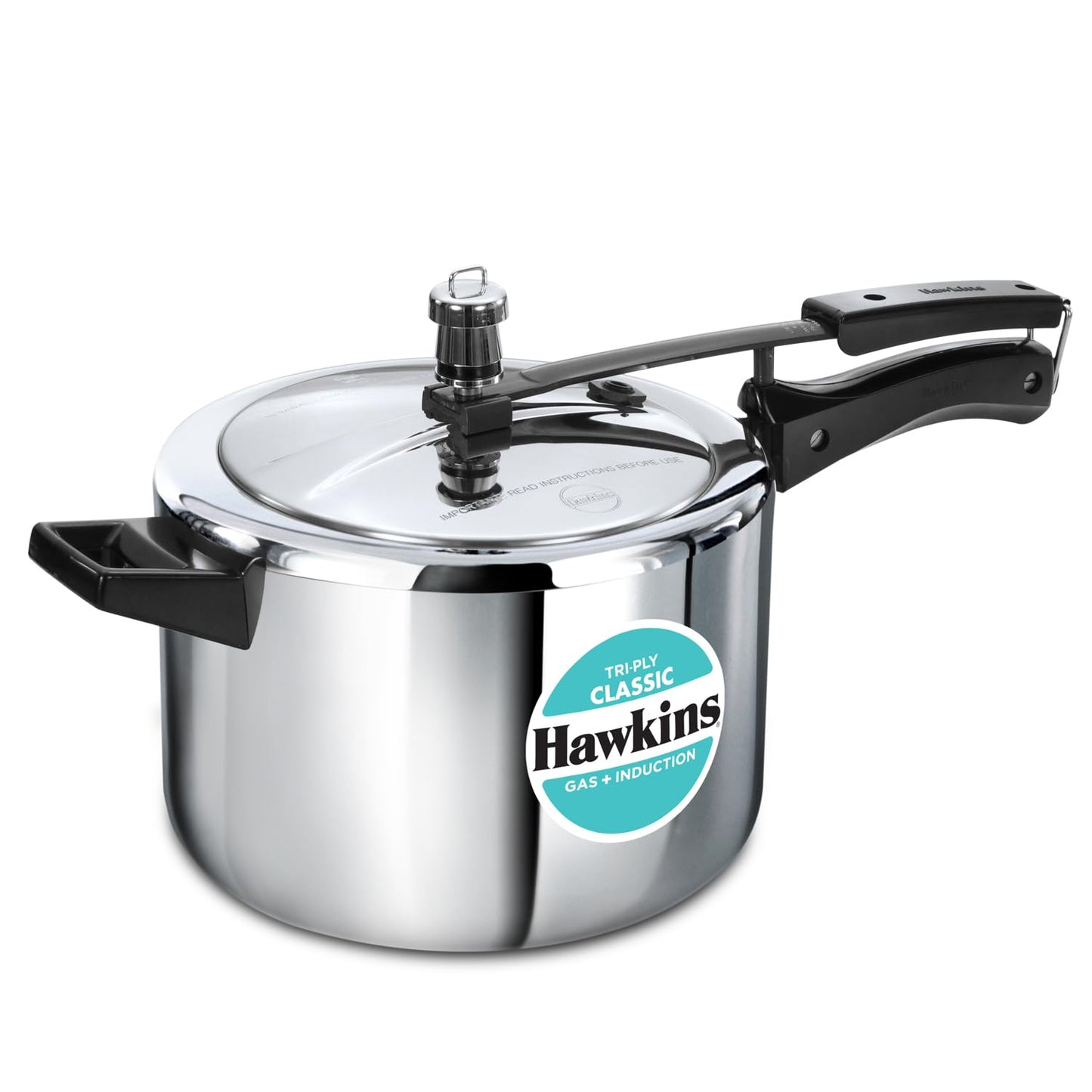Hawkins Tri-Ply Stainless Steel Classic Pressure Cooker, 5 Litre (SSTCL50) | Gas & Induction Compatible