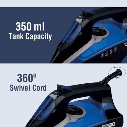Usha Aqua Mist 2000W Steam Iron with Ceramic Coated Soleplate & 350ml Tank