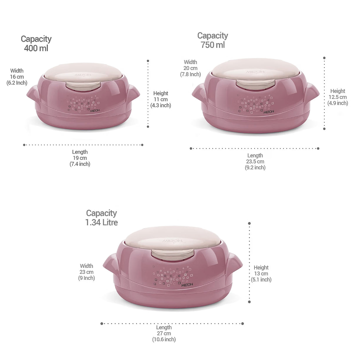 Milton Microwow One Touch Insulated Casserole Set of 3 (Jr. Gift Set) – Microwave Safe Hot Pot