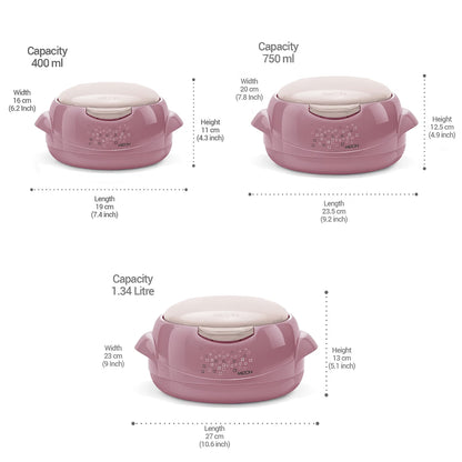 Milton Microwow One Touch Insulated Casserole Set of 3 (Jr. Gift Set) – Microwave Safe Hot Pot