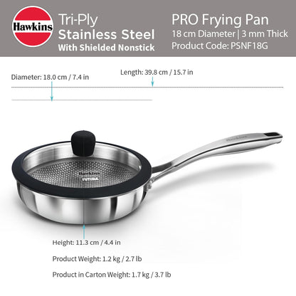 Hawkins Futura 18 cm Non-Stick Frying Pan with Glass Lid | PSNF18G