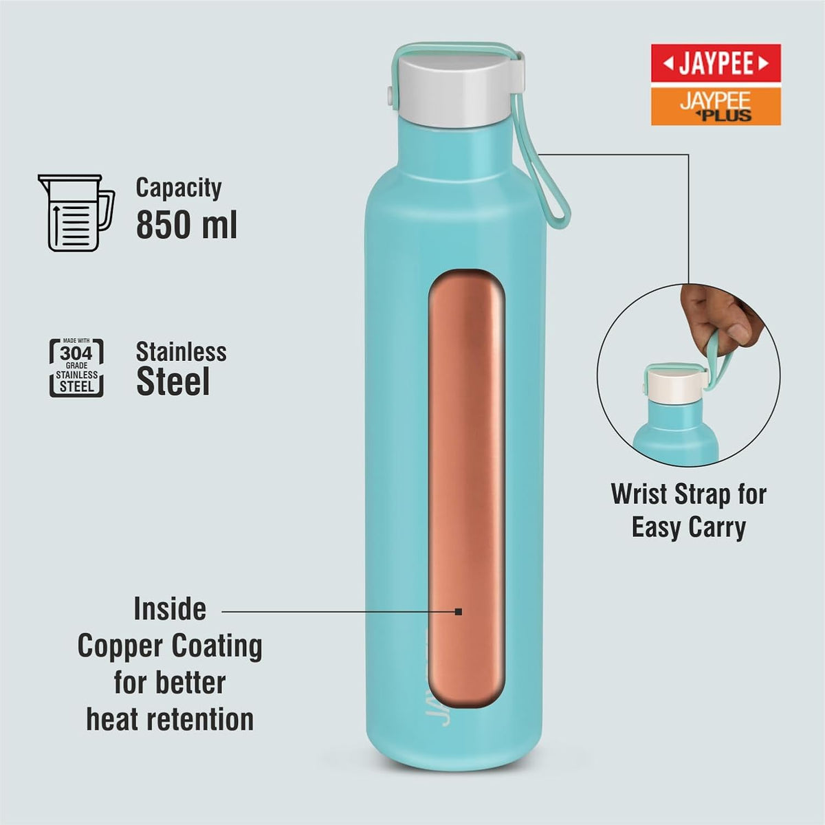 Jaypee Plus Tango 900 850ml Vacuum Insulated Water Bottle