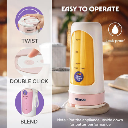 Borosil NutriSip Blue Portable Blender | 40W Low-Noise DC Motor | 340ml Unbreakable PC Jar | USB Rechargeable | Turbo 6 Blade Action | Smoothies, Shakes, Soft Fruit, Protein Mix | 1 Year Warranty