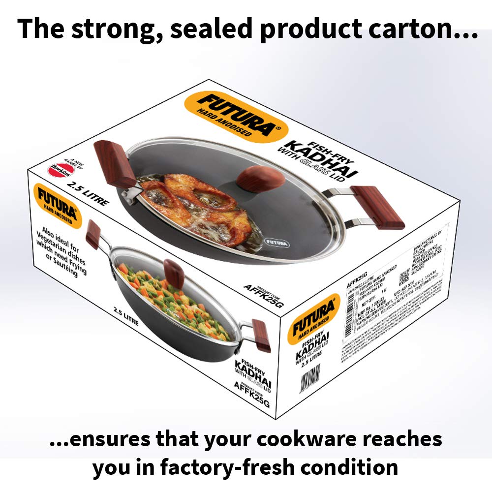 Hawkins Futura 2.5 Litre Hard Anodised Deep Fry Pan Kadhai | APFK25G All-Purpose Kadai