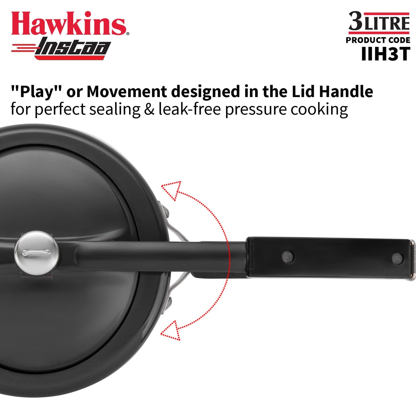 Hawkins Heera 3 Litre Induction Compatible Pressure Cooker (IIH3T) | Aluminium Pressure Cooker with Inner Lid