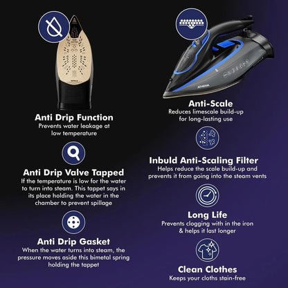 Havells Athena 3000W Steam Iron – Smart i Sense Technology | Anti-Drip | Ceramic Soleplate