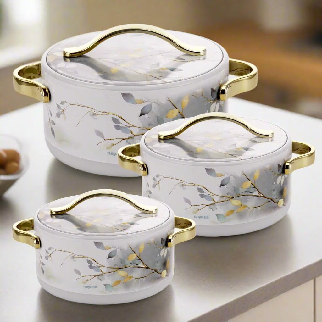 Nayasa Bethany Premium Insulated Casserole Set of 3 (1000ml, 1500ml, 2000ml)
