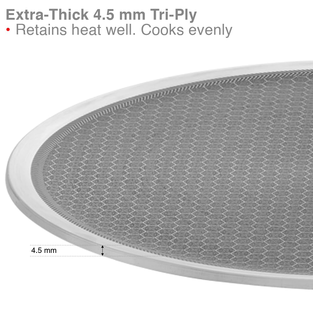 Hawkins Tri-Ply Stainless Steel Dosa Tava, 30 cm (NSDT30) | Shielded Nonstick & Induction Base