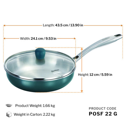 Hawkins Olive Pro Triply Stainless Steel Deep Fry Pan with Glass Lid, 2 Litre (POSF22G) | Induction Compatible Frying Pan