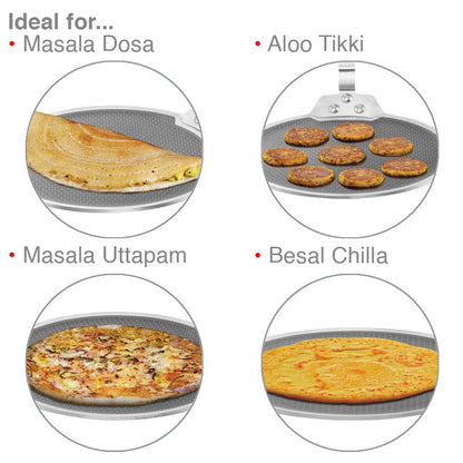 Hawkins Tri-Ply Stainless Steel Dosa Tava, 30 cm (NSDT30) | Shielded Nonstick & Induction Base