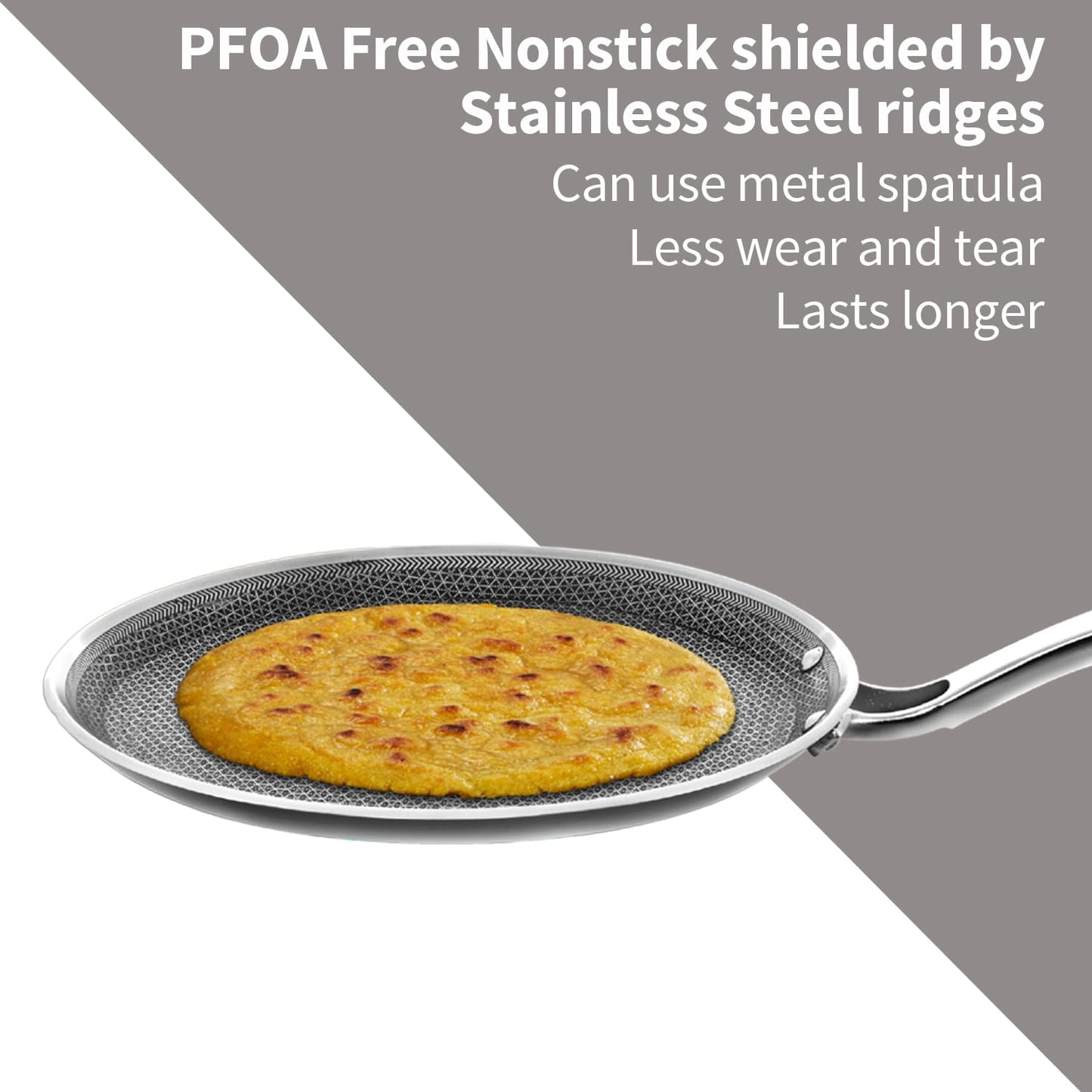 Hawkins PRO Flat Tava Tri-Ply Stainless Steel, 26 cm (PSNFT26) | Shielded Nonstick Induction Pan